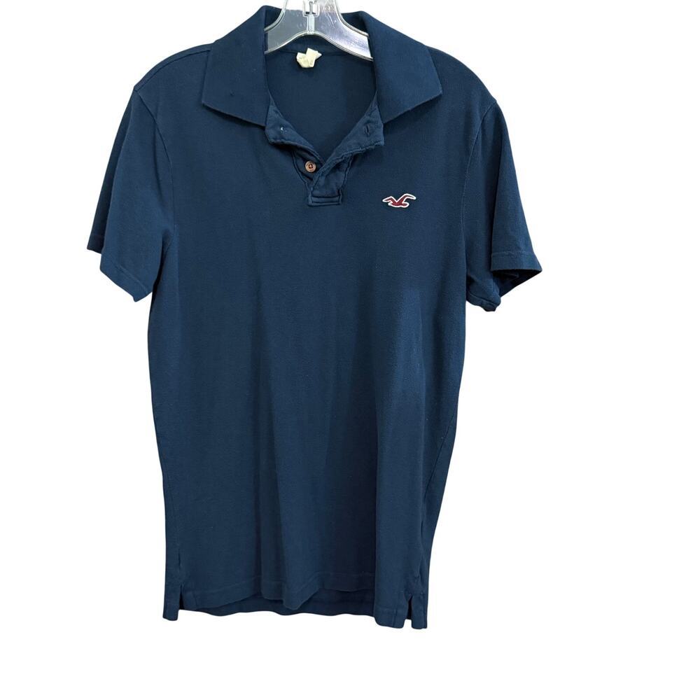 Hollister Mens Short Sleeve Polo Shirt Size Medium Preppy Y2K Casual Navy
